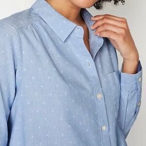 J. Jill Collared Button Front Stripe Dot Blouse size XS